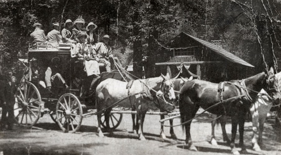 Charley Parkhurst would have driven a stagecoach similar to this one pictured at California's Big Basin in 1906. (Courtesy Santa Cruz Museum of Art & History)